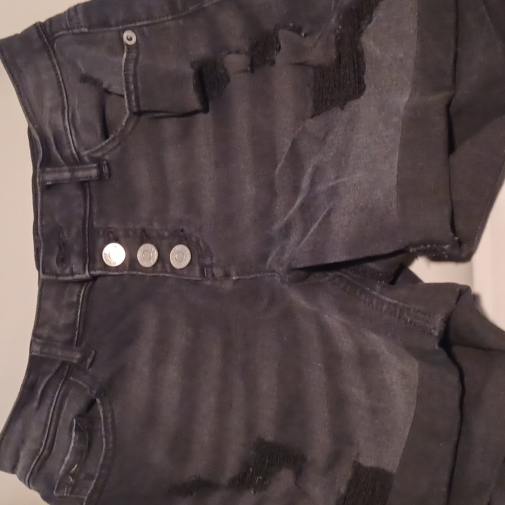 EUC Black Ripped Jean Short